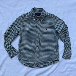 Ralph Lauren Boys Button-Down Shirt Size 5 Green Navy Gingham Long Sleeve